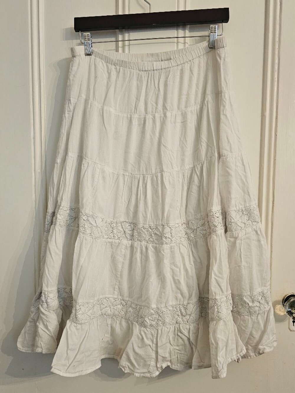 Chico's Boho-style White Tiered Maxi Skirt - Size 1